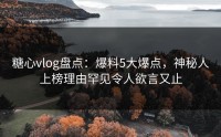 糖心vlog盘点：爆料5大爆点，神秘人上榜理由罕见令人欲言又止