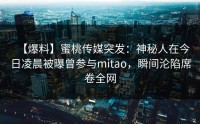 【爆料】蜜桃传媒突发：神秘人在今日凌晨被曝曾参与mitao，瞬间沦陷席卷全网