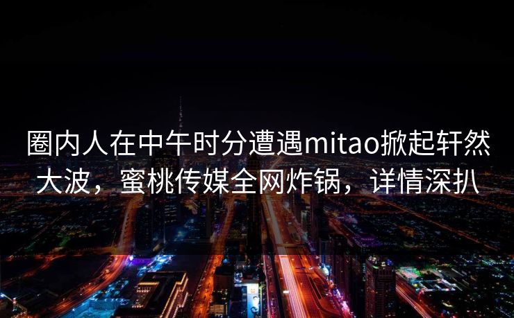 圈内人在中午时分遭遇mitao掀起轩然大波,蜜桃传媒全网炸锅,详情深扒 圈内人在中午时分遭遇mitao掀起轩然大波,蜜桃传媒全网炸锅,详情深扒